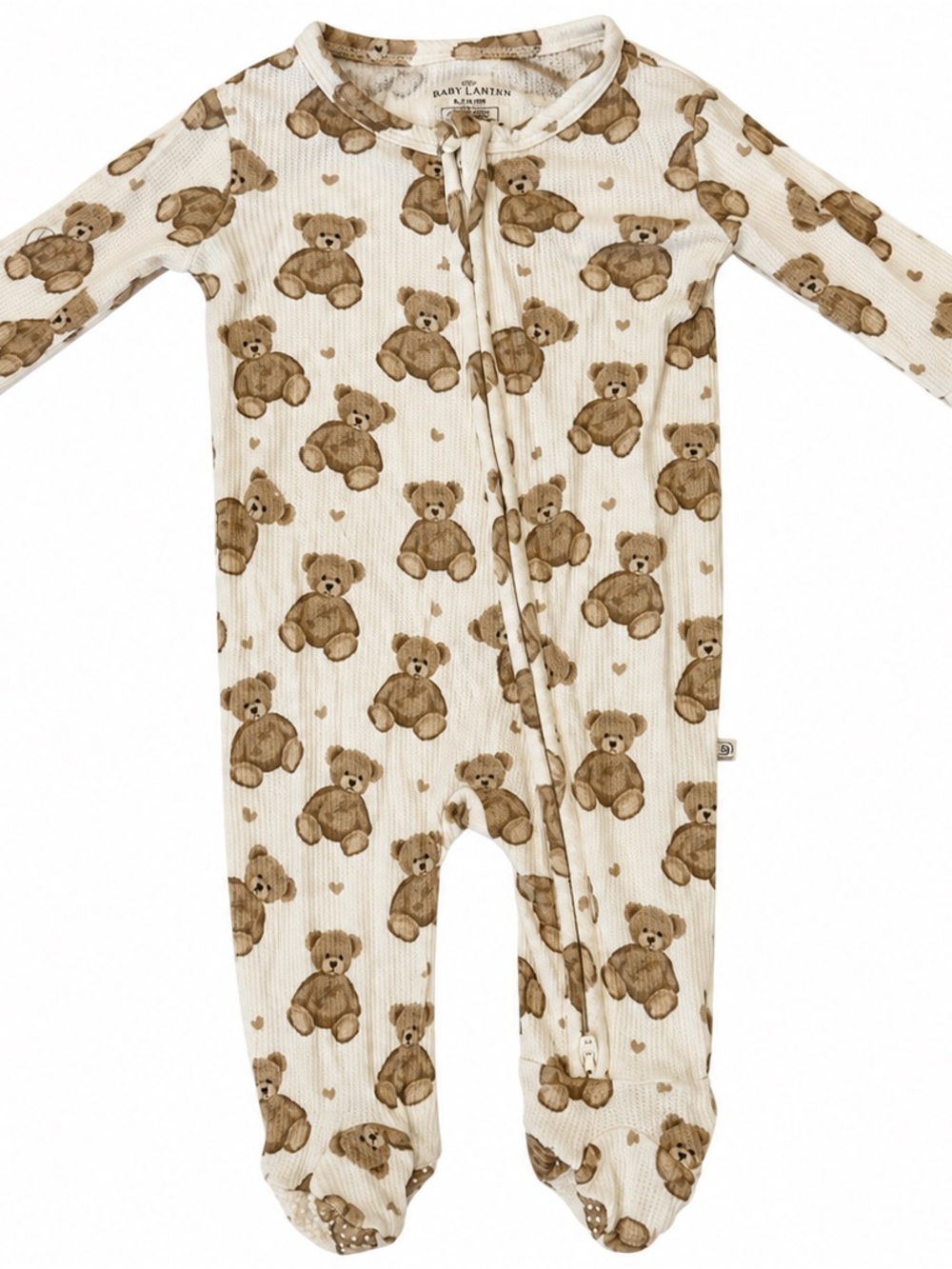 Caden Lane Baby Teddy Bear Zip Bamboo Footie 0-3 Months